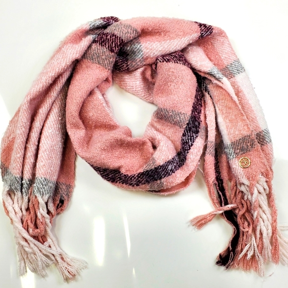 Calvin Klein Accessories - Calvin Klein Pink Plaid Blanket Scarf